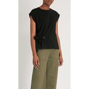 Rag & Bone Etta Side Tie Top Cap Sleeve Black Womens Small